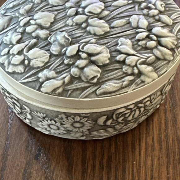 Facsimilies Ltd IRISES Van Gogh Design Powder Box TrinketV Plaster Container - Picture 3 of 4